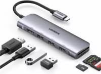 Док-станция UGREEN CM511-20956A; Type C to HDMI +USB 3.0*3 + SD/TF, без порта для питания