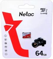 Карта памяти Netac P500 MicroSD 64 Гб, Eco Class 10 UHS-I, без адаптера NT02P500ECO-064G-S