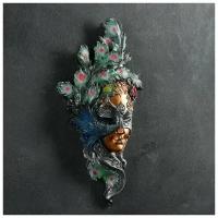 Венецианская маска 'Павлин' цветной, 35см