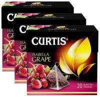 Чай черный Curtis Isabella Grape в пирамидках, мальва, роза, 20 пак., 3 уп