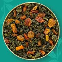 EMIR TEA Зеленый чай рассыпной листовой "Виноградный улун с кусочками фруктов" натуральный китайский, 100 гр
