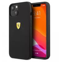 Чехол Ferrari Liquid silicone with metal logo Hard для iPhone 13 Mini, цвет Черный (FESSIHCP13SBK)