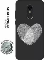 Матовый чехол Lovely Fingerprints W для Xiaomi Redmi 5 Plus / Сяоми Редми 5 Плюс с 3D эффектом черный