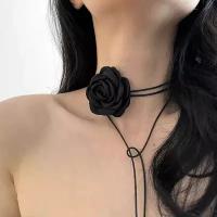 Чокер черная роза DRAKON IRG/ украшение/ бижутерия/ цветок/ на шею