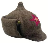 Шапка Буденовка РККА, Пехотные войска, Суконный шлем, Малиновая звезда, Богатырка, образец 1936 год