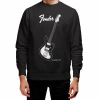 Мужской свитшот «Fender Jazzmaster. Гитара. Guitar. Фендер. Rock.» (S, черный)