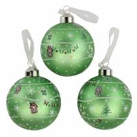 Kaemingk Набор стеклянных шаров Gingerbread Christmas 8 см, 3 шт, зеленый 061979