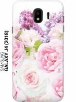 GOSSO Ультратонкий силиконовый чехол-накладка для Samsung Galaxy J4 (2018) с принтом "Розовый букет"