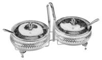 Набор из 2-х вазочек для варенья с крышками и ложками, нержавеющая сталь с посеребрением, Queen Anne, Великобритания, QA-0/4332