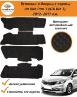 Вставки в дверные карты KIA RIO 3 (КИА Рио 3) 2011-2017 г. в. (черный с красной строчкой "соты")