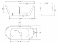 Акриловая ванна без перелива Belbagno BB61-1700-W0