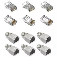 Комплект: коннектор разъем rj45 5e 8p8c c изолирующем колпачком rj 45 по 6 шт