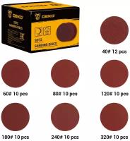 Набор шлифовальных кругов Deko SD72 (P40, P60, P80, P120, P180, P240, P320), 125 мм, 72шт