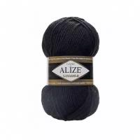 Пряжа для вязания Ализе LanaGold (49% шерсть, 51% акрил) 5х100г/240м цв.060 черный