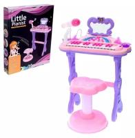 Пианино детское "Мечта девочки", музыкальное с USB и MP3 - разъёмами, стульчиком, зеркалом, микрофоном