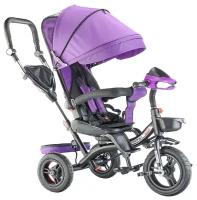 Велосипед детский трёхколесный, с родительской ручкой и козырьком ROCKET 888-2, 3-х колесный, фиолетовый