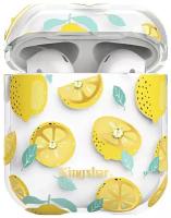 Чехол пластиковый Kingxbar для Airpods 2 (1), прозрачный, лимоны, со шнурком