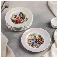 Набор тарелок фарфоровых «Мадонна», d=17 см, 6 шт, цвет товар микс (микс цветов, 1шт)