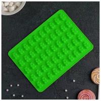 Силиконовая форма для шоколада и мармелада "Мишки", 50 ячеек, зеленый