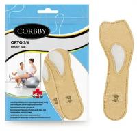 Стельки CORBBY ортопедические Orto 3/4 из натуральной кожи. (37-38)