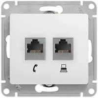 Розетка Systeme Electric (schneider Electric) SCHNEIDER ELECTRIC GLOSSA двойная RJ11+RJ45, кат.5E SE, белый, GSL000185