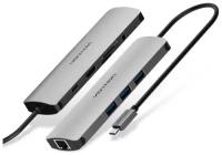 Хаб мультифункциональный Vention USB Type C 9 в 1, серый