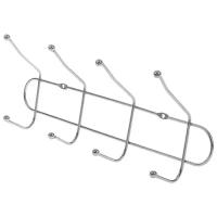 Вешалка металлическая настенная 4 крючка, цвет серебристый