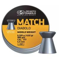 Пули JSB Yellow Match Diabolo Middle Weight 4,5 мм, 0,52 грамм, 500 штук