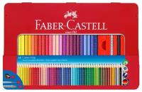 Карандаши цветные Faber-Castell "Grip", 48цв.+3, трехгран, заточен, метал. уп, с кистью, точилкой, 1 шт