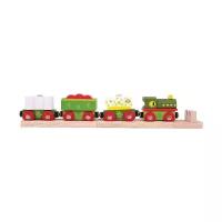 Деревянная игрушка для расширения железной дороги Bigjigs "Поезд. Динозавр", арт. BJT465