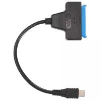 Кабель-адаптер VCOM USB 3.1 Type-C (M) - SATA III 2.5" (M) подключение дополнительного диска HDD или SSD 2,5 дюйма стандарта SATA III, чёрный (CU818)