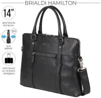 Мужская деловая сумка SLIM-формата для документов BRIALDI Hamilton (Гамильтон) relief black