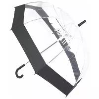 Подарки Прозрачный зонт-трость с чёрной окантовкой (купол 80 см)