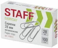 Скрепки Staff 28 мм, металлические, 100 шт (220012)