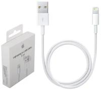 Кабель для зарядки iPhone / USB – Lightning для зарядки Apple iPhone, iPad, Airpods, iPod / провод для зарядки Айфона / 1 метр (techpack) white/ белый