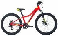 Велосипед FORWARD TWISTER 24 2.0 disc (24" 7 ск. рост 12") 2020-2021, красный/ярко- зеленый, RBKW1J347018