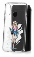 Чехол для Samsung Galaxy A20S Kruche Print Fashion Girl, пластиковая накладка, силиконовый бампер с защитой камеры, защитный прозрачный кейс с рисунком
