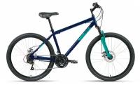 Велосипед горный с колесами 26" Altair MTB HT 26 2.0 D сине-бирюзовый со стальной рамой 19", 21 скорость