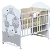 Кровать детская JOY колесо-качалка (белый) (1200х600)