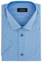 Рубашка мужская короткий рукав CASINO c214/051/9358/Z/1, Полуприталенный силуэт / Regular fit, цвет Голубой, рост 174-184, размер ворота 39