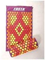 Коврик + валик акупунктурный (аппликатор Кузнецова) набор Fosta F 0107 фиолетовый с цветными иголками