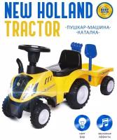 Пушкар машина-каталка детская New Holland Tractor Babycare, звуковые эффекты, желтый