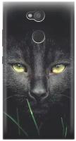 Ультратонкий силиконовый чехол-накладка для Sony Xperia L2 с принтом "Кошка в темноте"