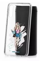 Чехол для Samsung Galaxy A70 Kruche Print Fashion Girl, пластиковая накладка, силиконовый бампер с защитой камеры, защитный прозрачный кейс с рисунком