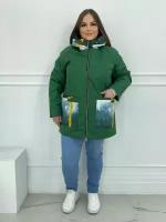 Куртка кармельстиль женская весенняя, 62 размер, цвет авокадо