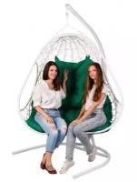 Подвесное кресло кокон двухместное Bigarden Primavera White (подушка зеленая)