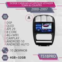 Штатная автомагнитола TS18Pro/ 4+32GB/ Комплект А/ Dodge Caravan 4/ Chrysler Voyager/Town & Country/Караван 4/ Вояджер/ Android 10/Головное устройство