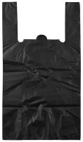 Пакет-майка Усиленный, черный, 40+18x70 см, 30 мкм, 50 шт/уп