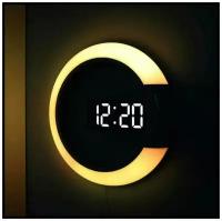 Многофункциональные настенные RGB часы / Часы с термометром, будильником и пультом управления