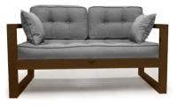 Прямой диван двухместный DEmoku Д-2 СТ (цвет ткани: серый, цвет дерева: темный дуб), механизм Нераскладной, 140х73х79 см